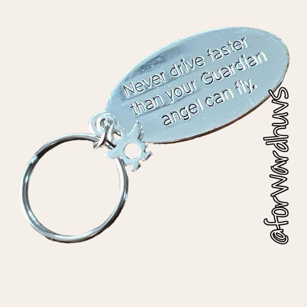 Guardian Angel Keychain - Inspirational Reminder for Safe Driving